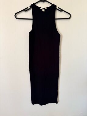 H&M Black Sleeveless Ribbed Midi Dress